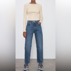 Zara Slim Fit High Rise straight leg jeans
